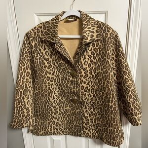 VTG Painted Pony Women's Leopard Print Button Down Jacket Coat USA Large